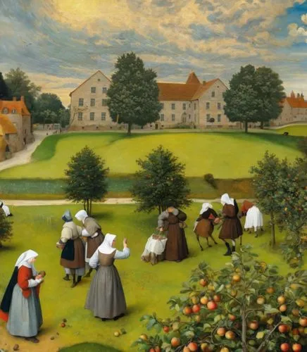 agricultural scene,brueghel,beyeler,heemskerck,girl picking apples,sedlacek