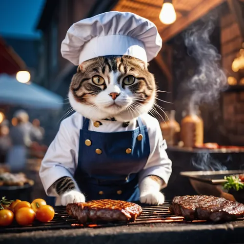 chef,caterer,men chef,oktoberfest cats,cat european,chef hat,teppanyaki,outdoor cooking,restaurants online,chef's hat,dwarf cookin,food and cooking,cat image,gastronomy,cooking show,grilled food,sicilian cuisine,aegean cat,steak,chef's uniform,Photography,General,Cinematic