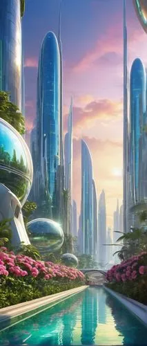 futuristic landscape,futuristic architecture,ecotopia,arcology,cybercity,terraformed,homeworlds,cybertown,fantasy city,futuristic,utopian,cardassia,utopias,homeworld,areopolis,cyberia,citadels,futurist,cyberport,ringworld,Illustration,American Style,American Style 04