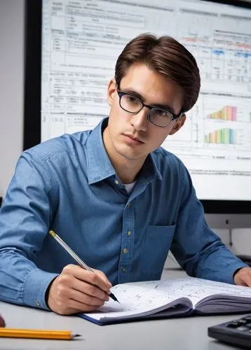 CPI calculation scene, computer architecture concept, modern laboratory, white background, sleek tables, CPUs, wires, circuits, calculators, pens, papers, mathematical formulas written, solo male rese