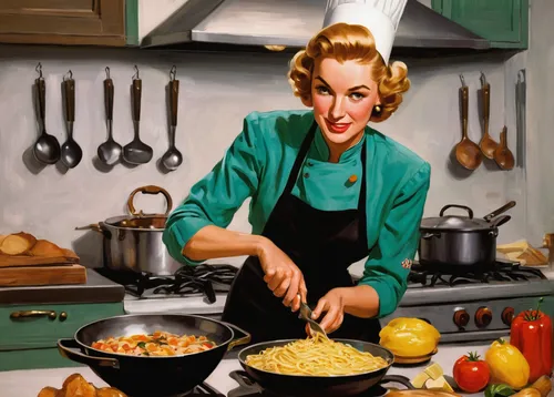 cooking book cover,girl in the kitchen,southern cooking,homemaker,housewife,retro 1950's clip art,food preparation,food and cooking,cookery,domestic,cookware and bakeware,cooktop,woman holding pie,domestic life,making food,cooking,cook,vintage kitchen,menemen,cooks,Illustration,Retro,Retro 09