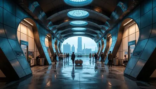 the dubai mall entrance,futuristic art museum,train station passage,passage,coruscant,futuristic architecture,futuristic landscape,sky space concept,dubai,kamino,spaceport,mubadala,under the moscow city,corridor,metropolis,hall of the fallen,klcc,cybercity,doha,oculus