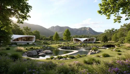 franschhoek,ecovillages,ecovillage,amanresorts,3d rendering,arrowtown,tulbagh,mountain huts,winelands,lefay,swellendam,clayoquot,glenfed,cottars,landscape designers sydney,fancourt,bendemeer estates,floating huts,render,landscaped