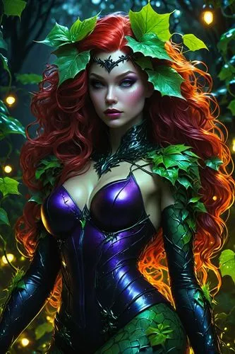 poison ivy,background ivy,starfire,ivy,the enchantress,fantasy woman,merida,fantasy portrait,fae,fantasy art,fantasy picture,dryad,faerie,cg artwork,rosa ' amber cover,sorceress,faery,flora,scarlet witch,medusa,Illustration,Realistic Fantasy,Realistic Fantasy 04