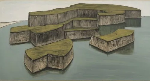 floating huts,kippenberger,palisaded,cinderblocks,pilings,chillida,postpile,outcrops,pasmore,sea stack,boathouses,lakebeds,floating islands,thiebaud,hodler,jerwood,limestone cliff,stone quarry,cliffs,hepworth,Art,Artistic Painting,Artistic Painting 01