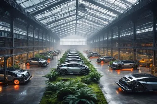 car showroom,greenhouses,atriums,glasshouse,car cemetery,factory hall,underground car park,winter garden,alpine drive,deakins,skyfall,greenhouse,underground garage,automobiles,parkade,rain forest,car dealership,race track,carmakers,tunnel of plants,Conceptual Art,Graffiti Art,Graffiti Art 02