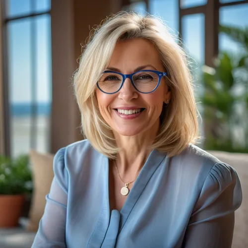 beautyful 40yo blonde lady with plastic glasses,  (hyperrealism:1.2), (photorealistic:1.2), shot with Canon EOS 5D Mark IV, detailed face, detailed hair, soft focus, depth of field, 8k photo, HDR, pro