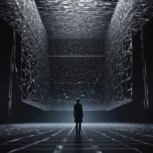 Set the stage with breathtaking background imagery.,anechoic,hall of the fallen,random access memory,chamber,a dark room,wormhole,canal tunnel,the server room,panopticon,vault,data center,prison,arbit