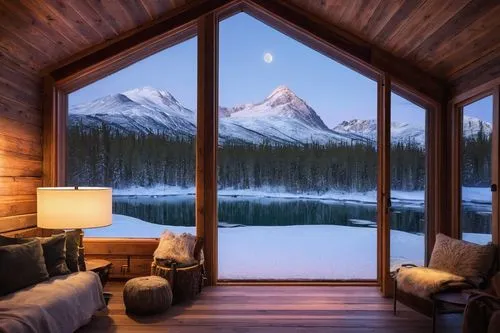 the cabin in the mountains,snowhotel,shuksan,maligne lake,winter window,log cabin,small cabin,house in the mountains,house in mountains,chalet,winter house,snowy peaks,coziness,snowy mountains,snow house,canadian rockies,cabin,mountain hut,snowy landscape,snow landscape,Art,Classical Oil Painting,Classical Oil Painting 31