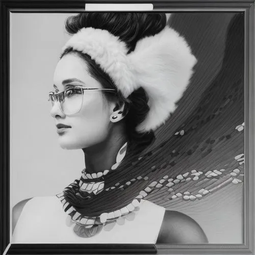 art deco woman,art deco frame,feather headdress,headdress,fantasy portrait,geisha,white feather,custom portrait,geisha girl,indian headdress,victorian lady,fashion illustration,feather jewelry,dita,ar