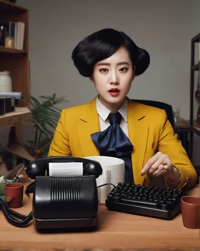 telephone operator,samcheok times editor,girl at the computer,switchboard operator,retro woman,business woman,receptionist,businesswoman,night administrator,office worker,retro women,korean drama,vintage asian,video-telephony,telemarketing,secretary,retro girl,women in technology,vintage telephone,telemarketer,Art,Artistic Painting,Artistic Painting 36