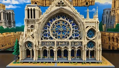 notredame,notredame de paris,duomo,lego frame,notre dame,minster,gothic church,sagrada,york minster,lego city,heroica,3d fantasy,expiatory,cathedral,micropolis,buttressed,stephansdom,gaudi,sagrada familia,lego blocks,Illustration,Retro,Retro 14