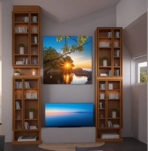 tv cabinet,living room modern tv,plasma tv,smart tv,smart home,bookcases,hdtvs,bookcase,display panel,bookshelf,modern decor,smart house,bookshelves,picture frames,3d rendering,monitor wall,wooden shelf,modern room,tv set,oleds,Photography,General,Realistic