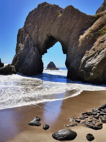 rock arch,natural arch,three point arch,limestone arch,half arch,beach landscape,beautiful beaches,arches,round arch,arch,pacific coastline,el arco,three centered arch,pointed arch,sea cave,archway,arched,mountain beach,beach scenery,coastal and oceanic landforms,Illustration,Paper based,Paper Based 21