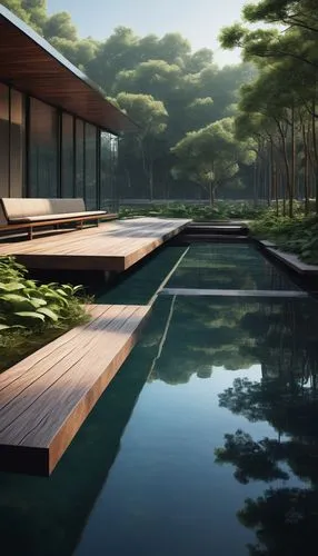 landscape design sydney,amanresorts,infinity swimming pool,landscape designers sydney,wooden decking,ryokan,roof landscape,zen garden,pool house,japanese zen garden,3d rendering,landscaped,ryokans,asian architecture,home landscape,teahouse,renderings,outdoor pool,floating huts,hoshihananomia,Illustration,Paper based,Paper Based 07