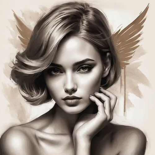 hawkgirl,vintage angel,angel wings,angel line art,winged,angel wing,digital painting,winged heart,behenna,angel girl,angel face,world digital painting,airbrush,tereshchuk,vanderhorst,romantic portrait,angel,donsky,girl portrait,fantasy portrait,Illustration,Paper based,Paper Based 11