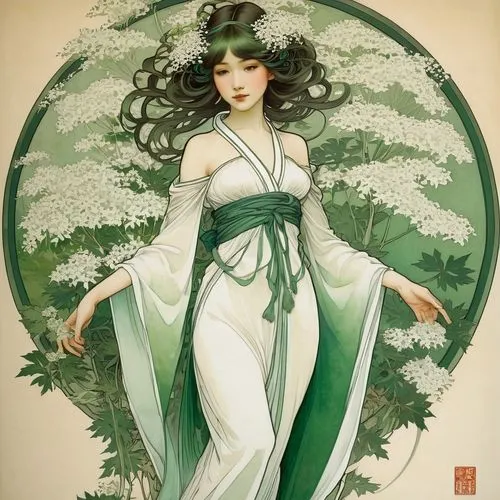 nephrite,chryste,kommuna,naraku,eldena,lilly of the valley,Illustration,Retro,Retro 03