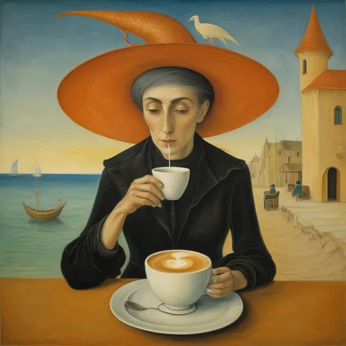 woman drinking coffee,café au lait,woman at cafe,capuchino,woman with ice-cream,caffè macchiato,espresso,espressino,agua de valencia,macchiato,mocaccino,cappuccino,café,bellini,french coffee,caffè americano,parisian coffee,a cup of coffee,marocchino,drinking coffee,Illustration,Abstract Fantasy,Abstract Fantasy 16