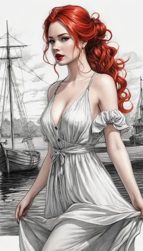 the sea maid,amphitrite,boudicca,arethusa,ariadne,scarlet sail,etain,sigyn,nereids,yachtswoman,sirenia,celtic queen,figurehead,urania,undine,amalthea,cymbeline,boudica,venetia,white lady,Illustration,Black and White,Black and White 30