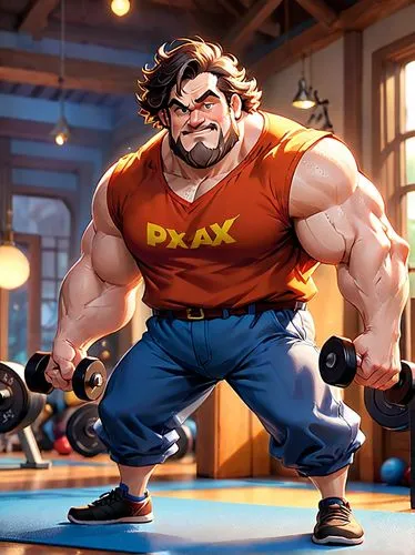 muscle man,gabe,klump,barik,bufferin,ghazan,Anime,Anime,Cartoon