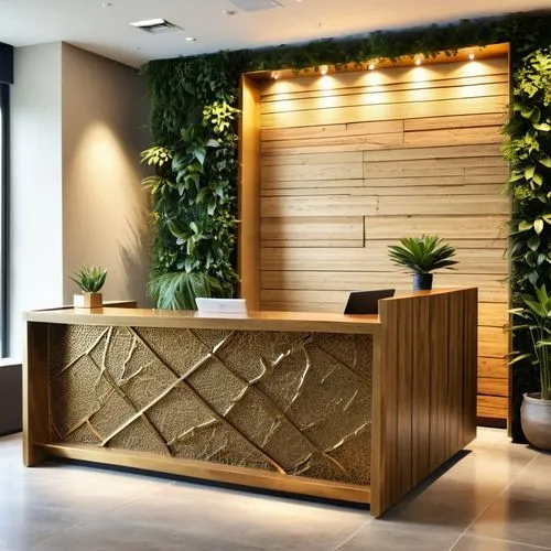 credenza,patterned wood decoration,assay office,modern office,intensely green hornbeam wallpaper,wall panel,furnished office,boxwoods,bar counter,interior decoration,search interior solutions,paneling,planters,sideboard,headoffice,wood casework,contemporary decor,modern decor,meeting room,lobby,Photography,General,Realistic