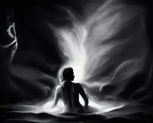 samuil,chiaroscuro,mermaid silhouette,woman silhouette,digital art,mahadeva,mystical portrait of a girl,siren,digital drawing,digital artwork,inner light,water nymph,digital painting,silhouette art,light drawing,digital,mahasaya,sillouette,apparition,light bearer,Illustration,Black and White,Black and White 33