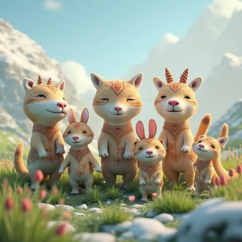 rabbit family,rabbits,easter rabbits,bunnies,easterlings,animal film,Unique,3D,3D Character