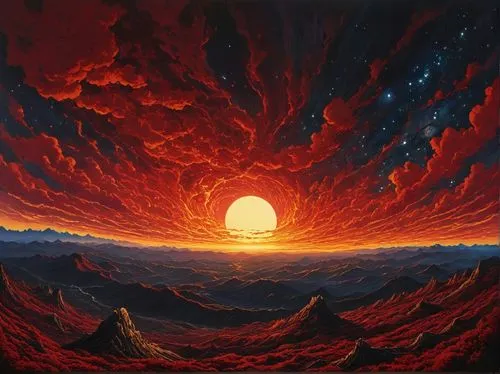 solar eruption,lava,sun,fire planet,supernovae,eruption,sol,volcanic,erupting,vast,novae,nibiru,3-fold sun,eruptive,solario,volcanism,supernova,senja,volcanic eruption,helios,Illustration,Japanese style,Japanese Style 10