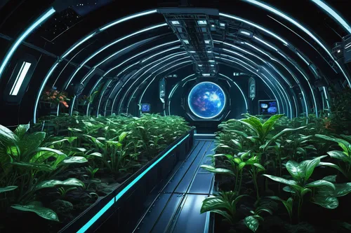 plant tunnel,tunnel of plants,ufo interior,valerian,futuristic landscape,greenhouse,spaceship space,futuristic,earth station,apiarium,sci - fi,sci-fi,produce,research station,sky space concept,vegetable garden,pepper plant,sci fi,juice plant,farming,Illustration,Japanese style,Japanese Style 17