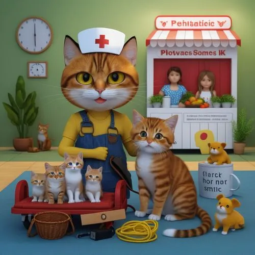 several cats standing next to each other in a room,veterinarians,veterinarian,veterinary,paramedic,emergency medicine,paramedics,medical staff,pediatrics,paramedicine,ambulantes,medical care,pediatric