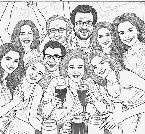 very very precise and conservative,aile,coloring page,caricature,vector people,famosos,group of people,office line art,emmycast,extended family,klapa,famiglia,elenco,family group,companeros,galera,tur