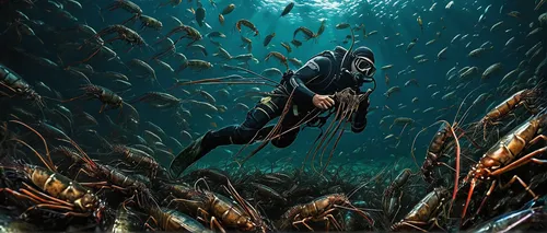 pterois,sea life underwater,deep sea diving,school of fish,underwater fish,sea-life,deep sea,freediving,sea devil,krill,underwater background,aquaman,forage fish,underwater diving,undersea,ocean underwater,scuba,mergus,marine life,the bottom of the sea,Illustration,American Style,American Style 02