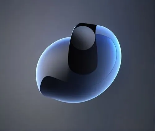 圆形屏幕和机身材质色彩碰撞，简约大气商务感。,a computer image of an object being viewed in the air,blue spheres,cinema 4d,yinyang,orb,swirly orb,spheres,tiktok icon,ellipsoid,isight,bosu,orbital,torus,sudova,shader,glass s