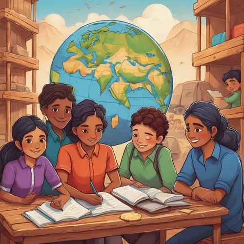 children studying,kids illustration,children learning,science education,spread of education,world children's day,sci fiction illustration,fridays for future,school enrollment,school children,education,seven citizens of the country,game illustration,prospects for the future,a collection of short stories for children,children's background,classroom,book illustration,global responsibility,island group,Illustration,Paper based,Paper Based 08