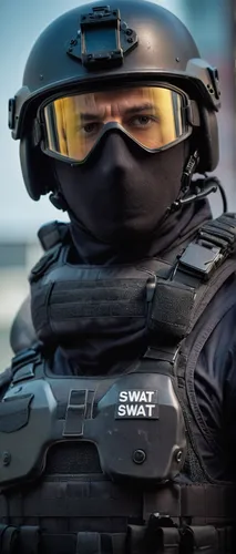 Special SWAT agent with his peculiar outfit used to face crowds.,swat,bodyworn,ballistic vest,face shield,face protection,polish police,police body camera,high-visibility clothing,police uniforms,secu