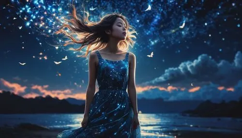 photo manipulation,blue enchantress,fantasy picture,amphitrite,photoshop manipulation,photomanipulation,bioluminescent,bluefire,fathom,naiad,image manipulation,fire and water,the night of kupala,mermaid background,dreamscapes,falling star,falling stars,sirena,blue moment,bioluminescence,Photography,General,Fantasy