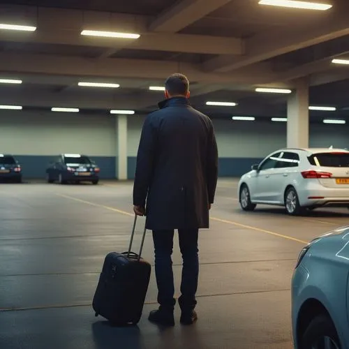 Emotional composition of a lonely longing yearning struggling man grieving and wondering silently in a car park.,volvo cars,transporter,valet,lincoln motor company,fourth generation lexus ls,lincoln m