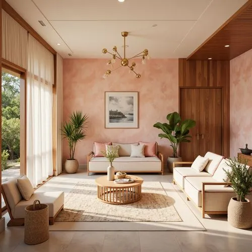 livingroom,gold-pink earthy colors,living room,sitting room,modern living room,contemporary decor,luxury home interior,sunroom,3d rendering,modern room,mahdavi,family room,great room,interior modern design,modern decor,apartment lounge,breakfast room,fromental,interior decoration,interior design