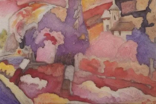 a painting of different colored trees in the mountain,delaunay,guell,morandi,braque,fauvist,fauvism,Common,Common,None