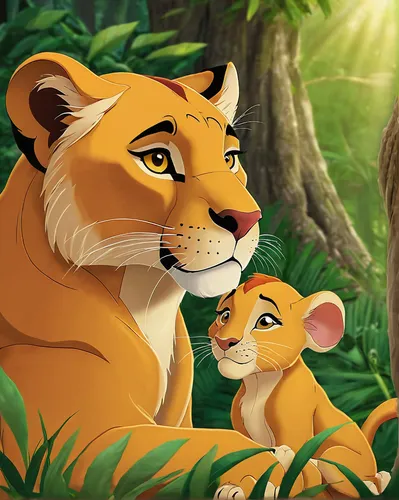 lion father,lion children,lionesses,the lion king,lions couple,lion king,she feeds the lion,felidae,two lion,mother and father,cute cartoon image,forest king lion,king of the jungle,lion with cub,zookeeper,animal kingdom,father and daughter,animal world,prince and princess,simba,Illustration,Paper based,Paper Based 10