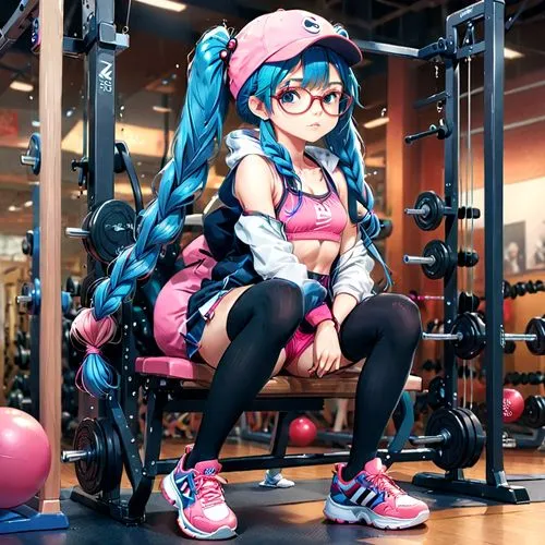 gym girl,elitist gym,gym,hatsune miku,lifting,gyms,Anime,Anime,General