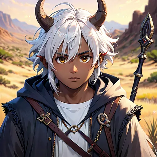 male elf,monsoon banner,portrait background,male character,desert background,bedouin,tiber riven,cg artwork,sossusvlei,feral goat,anglo-nubian goat,merlin,shepherd,game illustration,anime boy,rune,afar tribe,meteora,kurai steppe,zodiac sign libra,Anime,Anime,Traditional