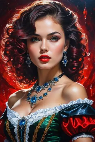 oil painting on canvas,fantasy art,fantasy portrait,art painting,queen of hearts,fantasy woman,oil painting,world digital painting,rosa ' amber cover,portrait background,oil on canvas,fantasy picture,matador,gothic portrait,painting technique,custom portrait,miss circassian,meticulous painting,candela,social,Photography,General,Cinematic