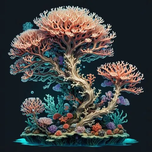 2d side sprite of a anime colored spooky underwater coral structure, transparent background,an underwater coral scene with blue water,bubblegum coral,feather coral,coral reef,deep coral,soft coral,cor