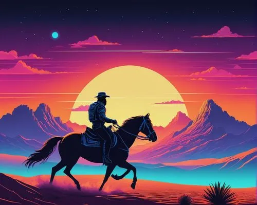 cowboy silhouettes,vaquero,westerns,western riding,rodeo,westworld,Conceptual Art,Sci-Fi,Sci-Fi 12