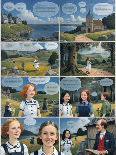 comic speech bubbles,speech bubbles,weasleys,speech balloons,girl with speech bubble,ravensburger,Illustration,Realistic Fantasy,Realistic Fantasy 31