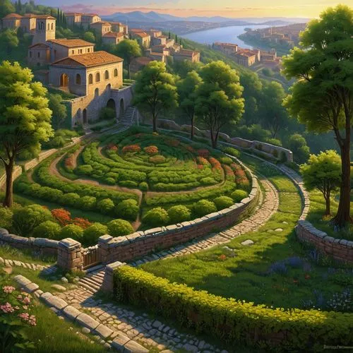 tuscan,toscana,vegetables landscape,toscane,provence,tuscany,Illustration,Realistic Fantasy,Realistic Fantasy 27