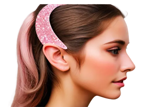 hair ribbon,artificial hair integrations,auricle,hair accessories,watercolor women accessory,princess' earring,hair accessory,hair clip,ear,earring,pink ribbon,hearing,ear cancers,headscarf,jaw,clove pink,earrings,bluetooth headset,side face,profile,Illustration,Retro,Retro 15