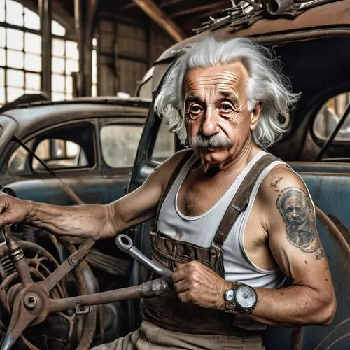 car mechanic,auto repair,car repair,auto mechanic,albert einstein,usa old timer,mechanic,auto repair shop,old age,automobile repair shop,opel captain,pensioner,old timer,elderly man,bicycle mechanic,oldtimer,einstein,oldtimer car,automotive decor,car-parts,Photography,General,Realistic