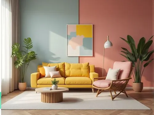 gold-pink earthy colors,ochre,modern decor,opaline,mahdavi,mid century modern,pink chair,sitting room,trend color,soft furniture,color wall,living room,livingroom,danish furniture,vitra,sofa set,pastel colors,interior design,color palette,trend colors,Photography,General,Realistic